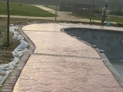 滹沱河私人會(huì)館壓模地坪施工