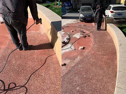 水洗石施工過程